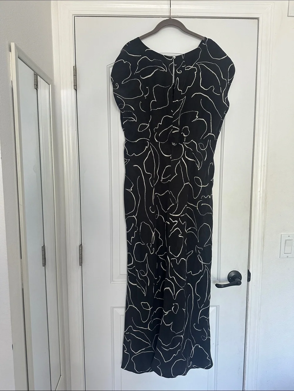NWT Madewell Marianna Black Floral V-Neck Cupro Blend Maxi Dress #P0925 Sz 16